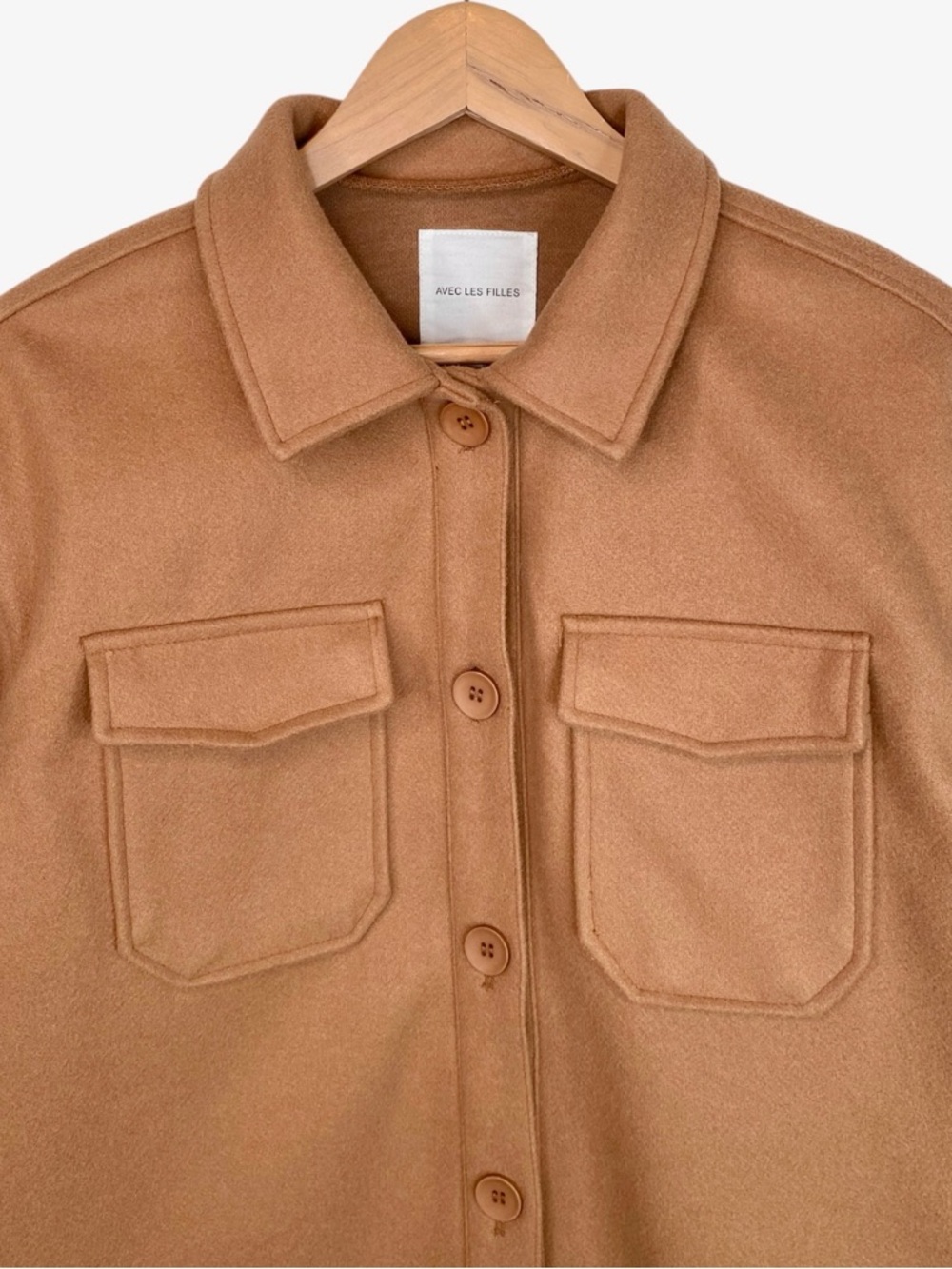 AVEC LES FILLES Shirt Jacket Shacket - Camel - Size M - Picture 4 of 8